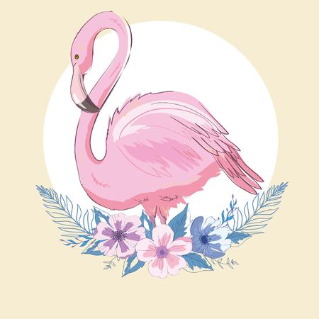Pink flamingo vector illustrationのイラスト素材