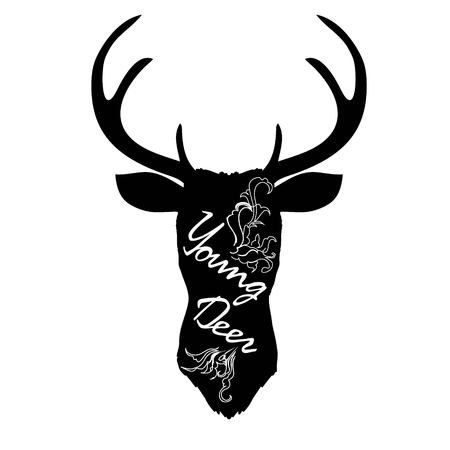 A silhouette deer with great antler, animal, vector illustrationのイラスト素材