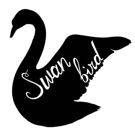 A swan silhouette isolated on a plain backgroundのイラスト素材