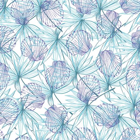 Vector seamless pattern with hand drawn scallop shellsのイラスト素材