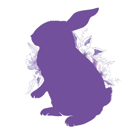 Rabbit silhouette , vector, illustrationのイラスト素材