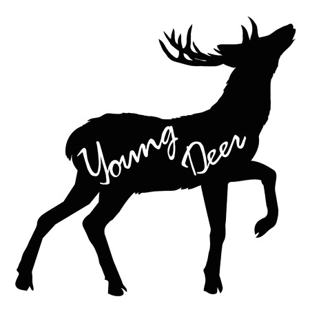 silhouette deer with great antler, animal, vector illustrationの写真素材