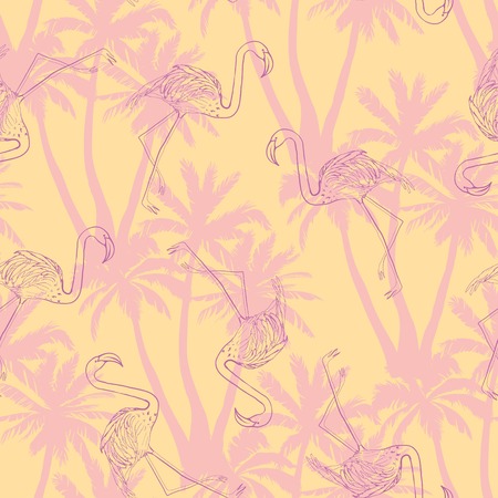 seamless flamingo pattern vector, illustration, bird, design, summer pink print textile tropicalの写真素材