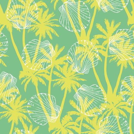 Vector seamless pattern with hand drawn scallop shells. Beautiful marine design elements, perfect for prints and patterns.の写真素材