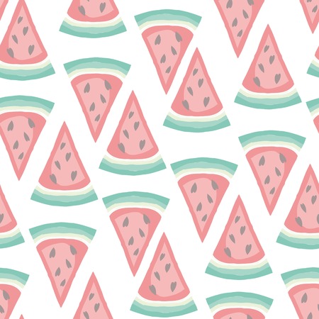 Cute seamless vector pattern with watermelon slicesのイラスト素材