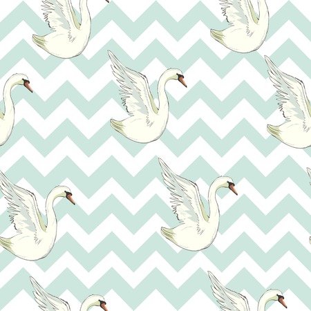 Seamless pattern with white swans. Vector illustration.の写真素材