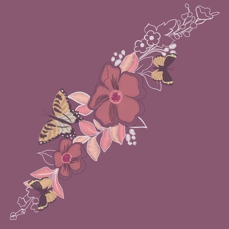 butterfly embroidery design for clothing. isolated insect vector decoration.の写真素材