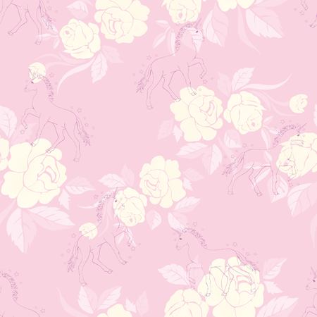 Unicorn and rainbow seamless patternの写真素材