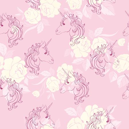 Unicorn and rainbow seamless patternの写真素材