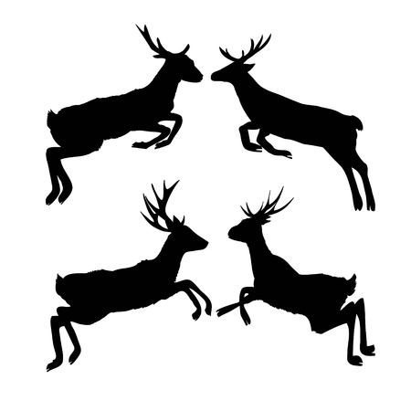 silhouette deer with great antler/animal/ vector illustrationの写真素材