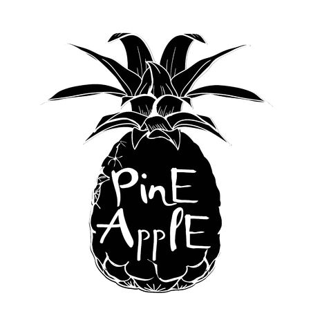 Pineapple with leaf icon. Tropical fruit isolated on white background. Symbol of food, sweet, exotic and summer, vitamin, healthy. Nature logo. Flat concept. Design element Vector illustrationの写真素材