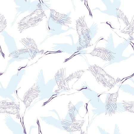 crane, flying, pattern vector illustration bird flowerの写真素材