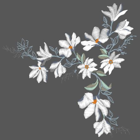 Magnolia embroidery , vector, illustrationの写真素材
