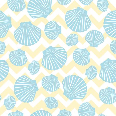 Hand drawn vector illustrations - seamless pattern of seashells. Marine background.の写真素材