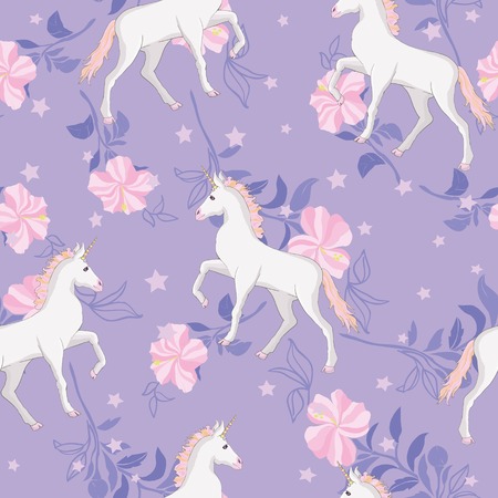 Unicorn and rainbow seamless patternの写真素材