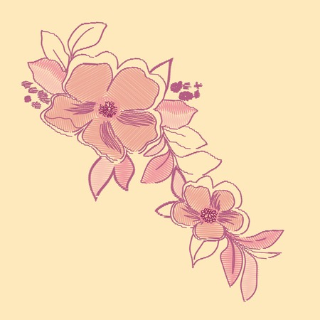 embroidery flowers. Traditional embroidery vector illustrationの写真素材
