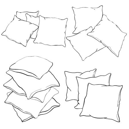 sketch vector illustration of pillow, art, pillow isolated, white pillow, bed pillowの写真素材