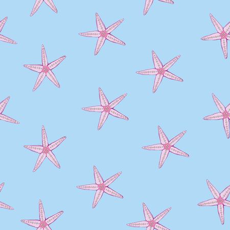 Vector seamless pattern with hand drawn scallop shells. Beautiful marine design elements, perfect for prints and patterns.の写真素材