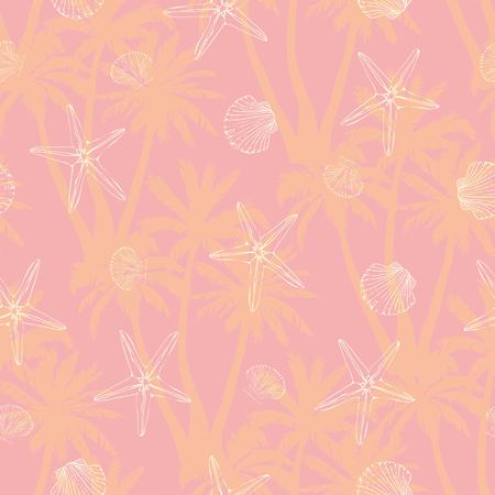 Vector seamless pattern with hand drawn scallop shells. Beautiful marine design elements, perfect for prints and patterns.の写真素材