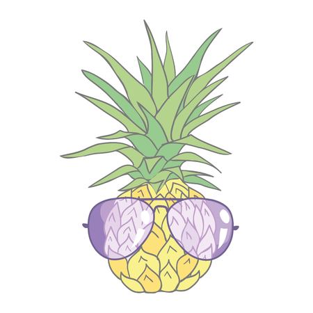 Pineapple with sunglases and headphones. Summer consept. Vector illustration.の写真素材