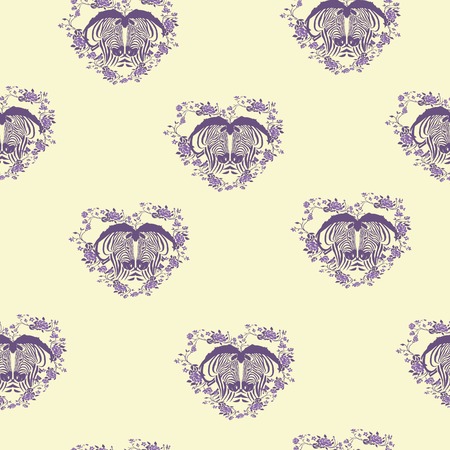 Sketch Seamless pattern with wild animal zebra print, silhouette on white background. Vector illustrations. Wild African animals.の写真素材