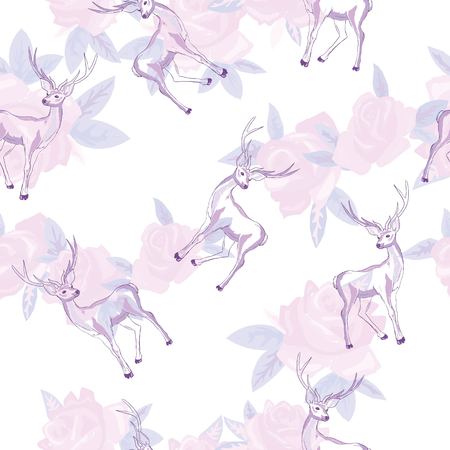 Black and white wrapping paper. Vector seamless geometric pattern with deers.の写真素材