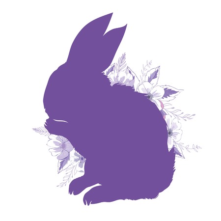 Rabbit silhouette , vector, illustrationの写真素材