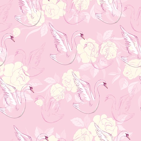 Seamless pattern with swans. Vector.の写真素材