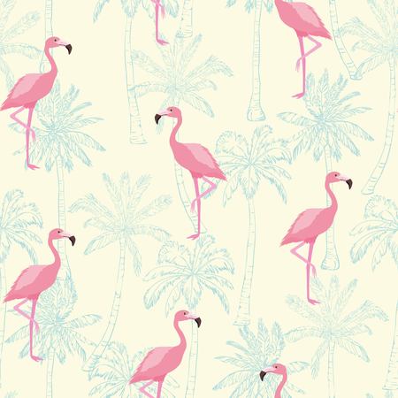 seamless flamingo pattern vector illustrationの写真素材