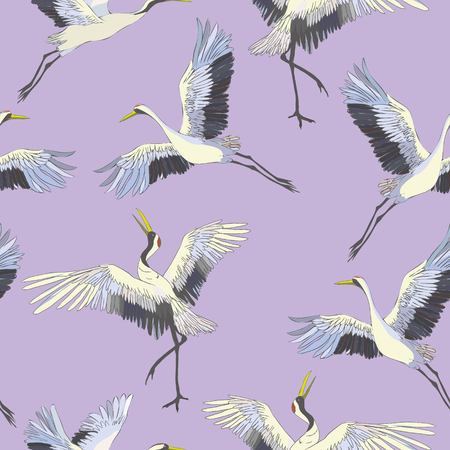 crane, pattern, vector illustration bird flower japanese flyingの写真素材