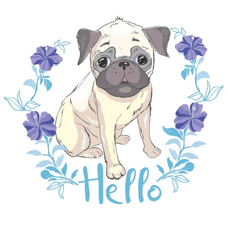 Puppy Pug , dog ,bulldog cute  Vector illustrationの写真素材