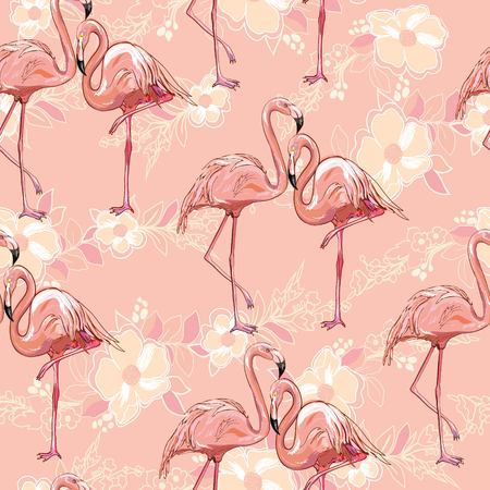 seamless flamingo pattern vector illustrationの写真素材