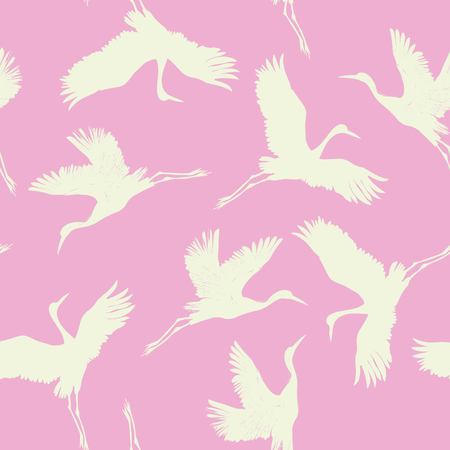 crane, pattern, vector illustration bird flower japanese flyingの写真素材