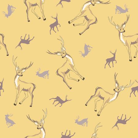 Black and white wrapping paper. Vector seamless geometric pattern with deers.の写真素材