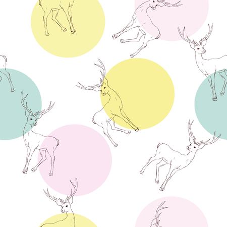 Deer heads seamless patternの写真素材