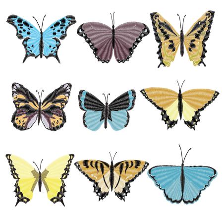 embroidery butterfly design for clothing. insect vector decoration. isolatedのイラスト素材