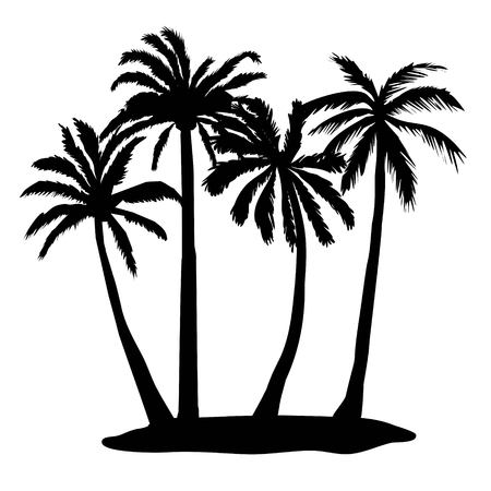 Black vector palm tree silhouette icon isolatedのイラスト素材