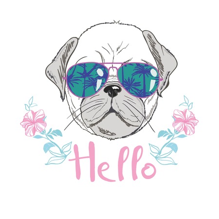 Puppy Pug , dog ,bulldog cute Vector illustrationのイラスト素材