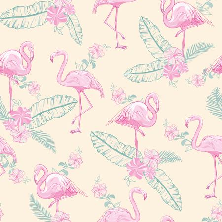 seamless flamingo pattern vector, illustration, bird, design, summer pink print textile tropicalの写真素材