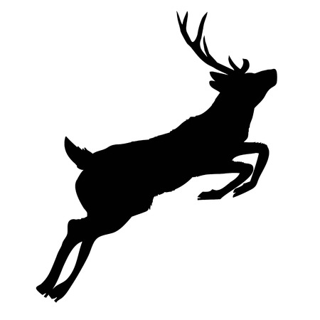 silhouette deer with great antler, animal, vector illustrationのイラスト素材