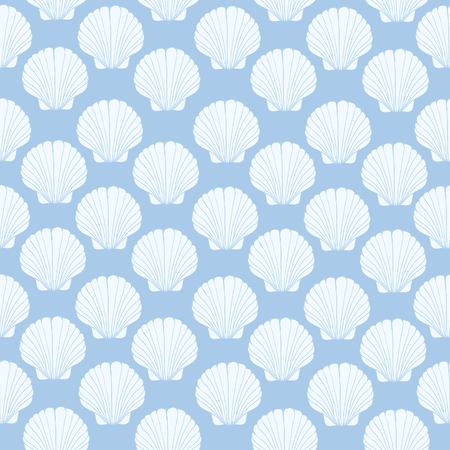 Marine background. Hand drawn vector illustrations - seamless pattern of seashells.のイラスト素材