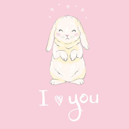 Cute bunny, vector, illustration animal rabbit happyのイラスト素材