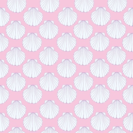 Marine background. Hand drawn vector illustrations - seamless pattern of seashells.のイラスト素材