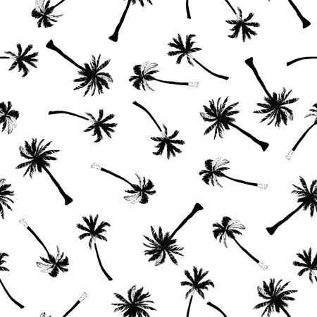 Palm tree pattern. Seamless hand drawn textures on exotic trendy background.のイラスト素材