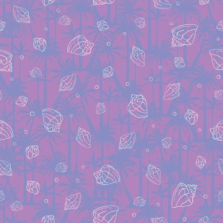 Hand drawn vector illustrations - seamless pattern of seashells. Marine background.のイラスト素材