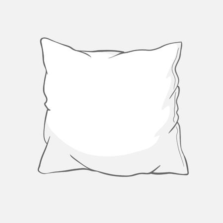 sketch vector illustration of pillow, art, pillow isolated, white pillow, bed pillowのイラスト素材