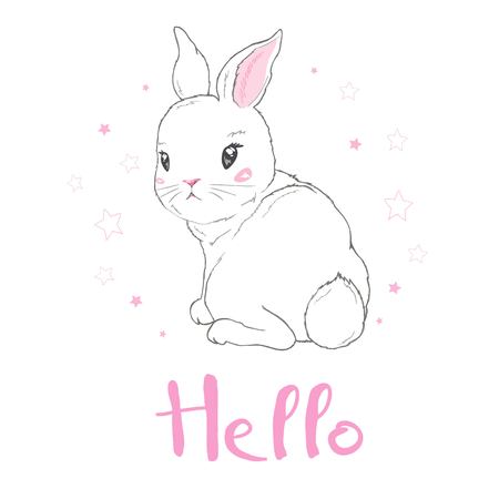 Cute bunny, vector, illustrationのイラスト素材