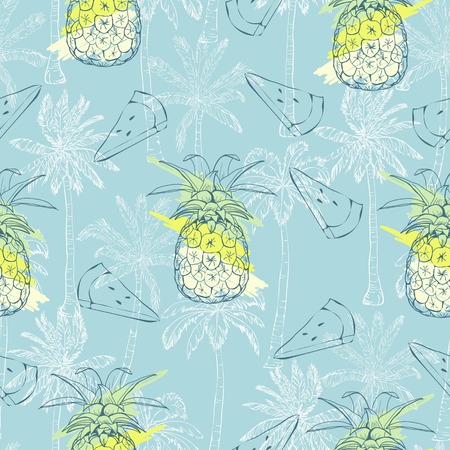 Vector Seamless Pattern with Pineapplesのイラスト素材