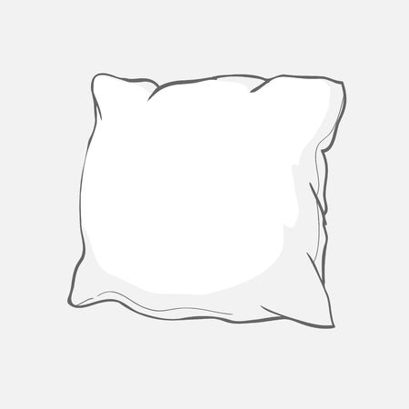 sketch vector illustration of pillow, art, pillow isolated, white pillow, bed pillowのイラスト素材