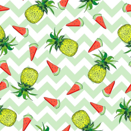 Vector Seamless Pattern with Pineapplesのイラスト素材